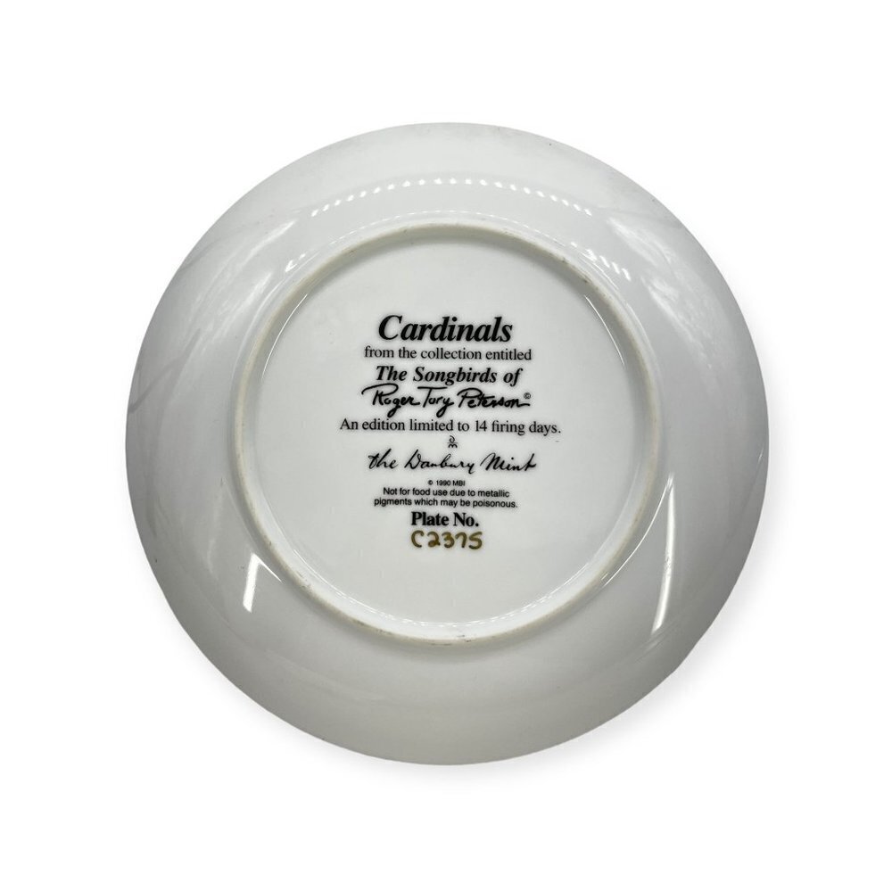 1990 Vintage Cardinals The Songbirds of Roger Tory Peterson Collector Plates - Picture 3 of 3